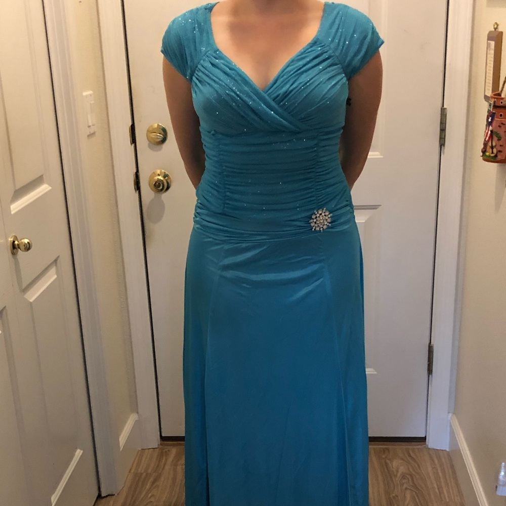 Light blue dress with silver sparkles